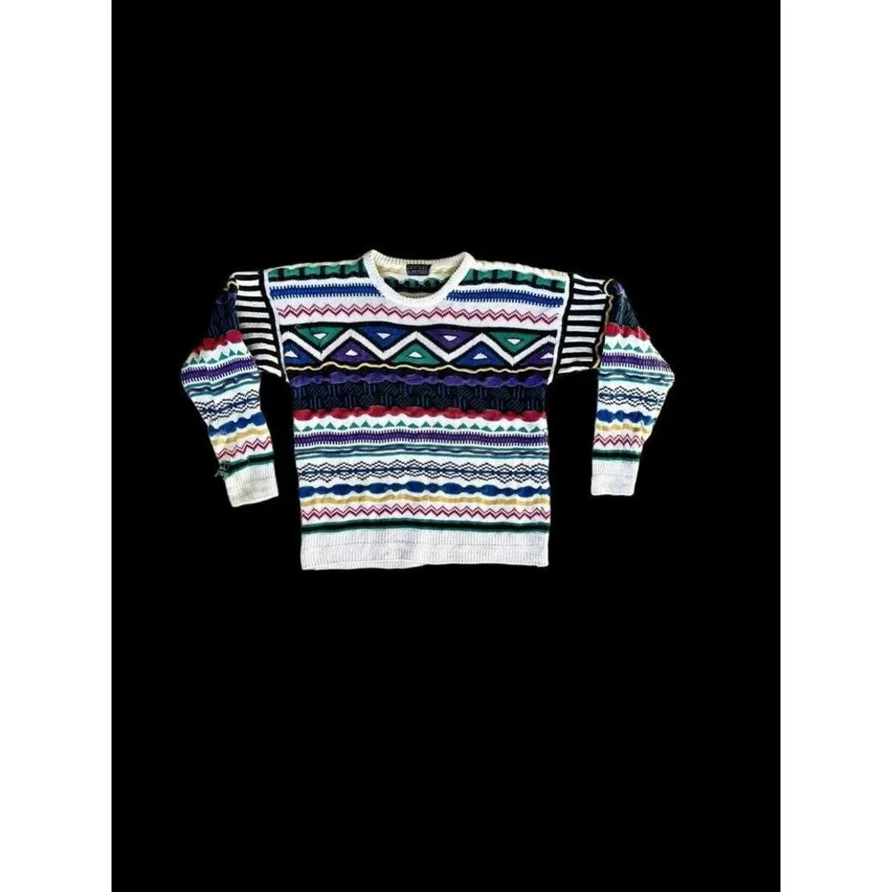 Vintage Multicolored Sweater Editions by Van Heusen Sz Medium Coogi‎ *Flaws
